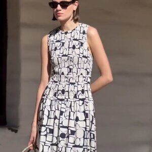 Apiece Apart, Maxi dress, Navy/White Abstract design, XL- XXL, Plus size